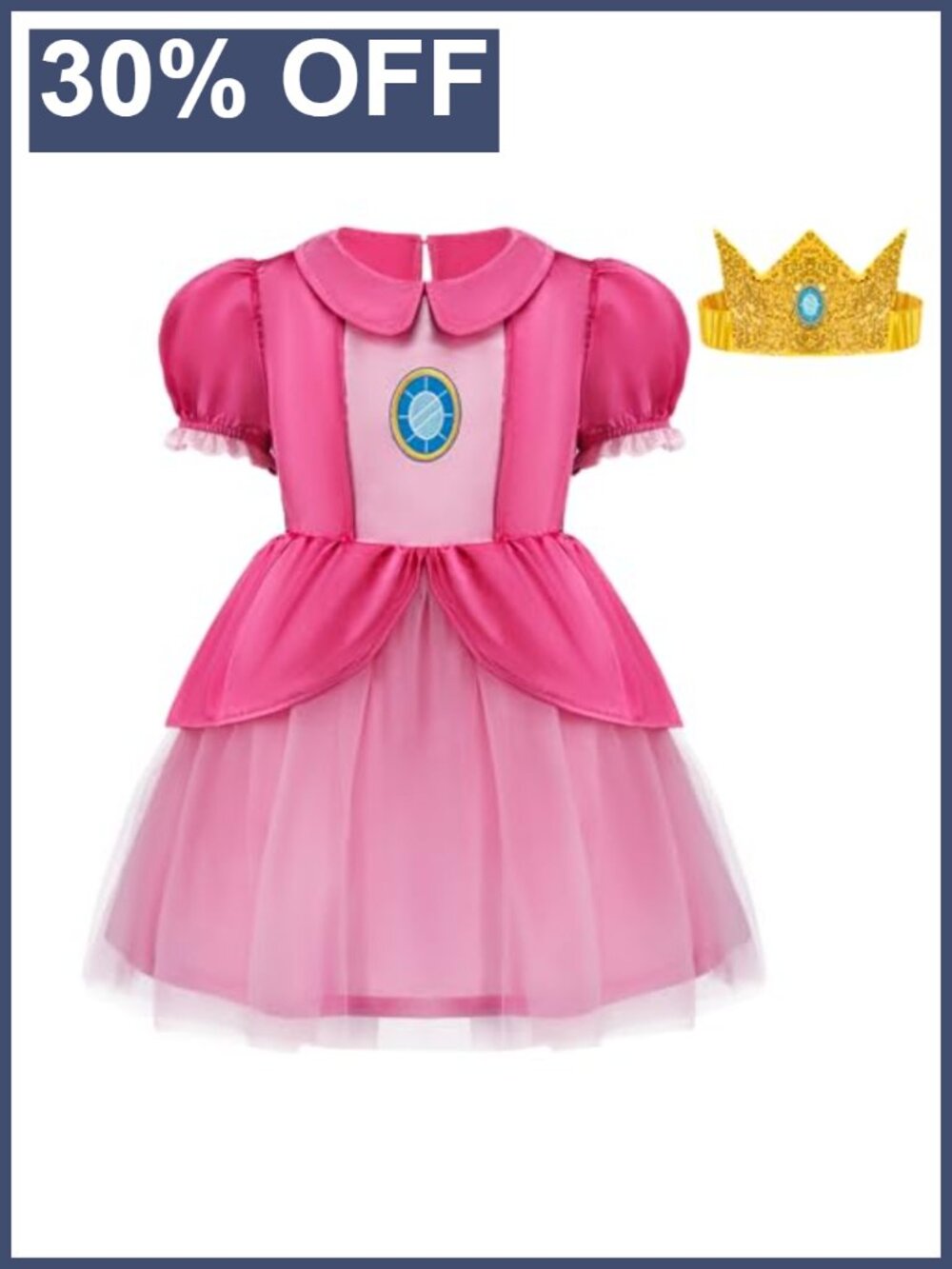 Princess Costume Set with Crown Dress for Girls Toddler Halloween